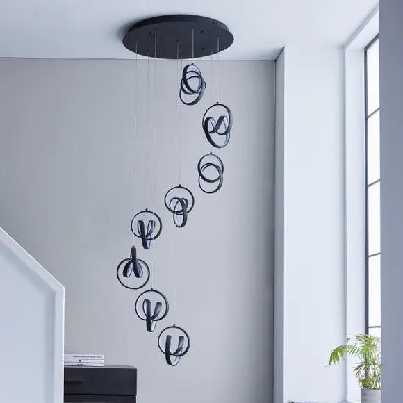 8 Light Cluster Ceiling Light - Black, Metal