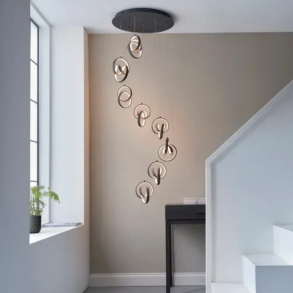 8 Light Cluster Ceiling Light - Black, Metal