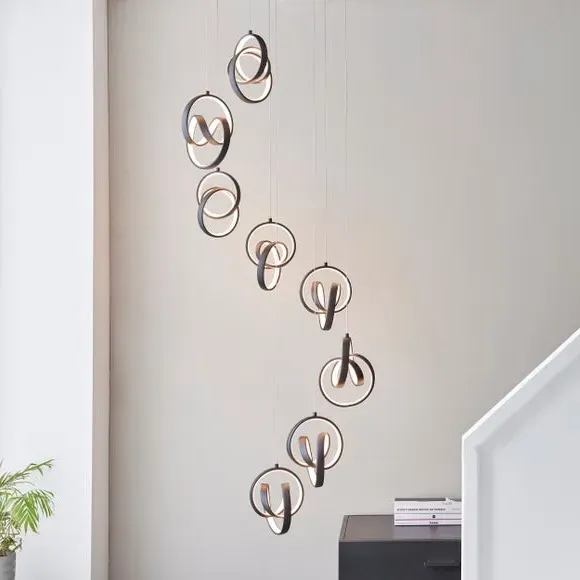 8 Light Cluster Ceiling Light - Black, Metal