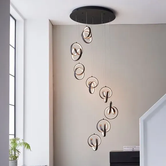 8 Light Cluster Ceiling Light - Black, Metal image
