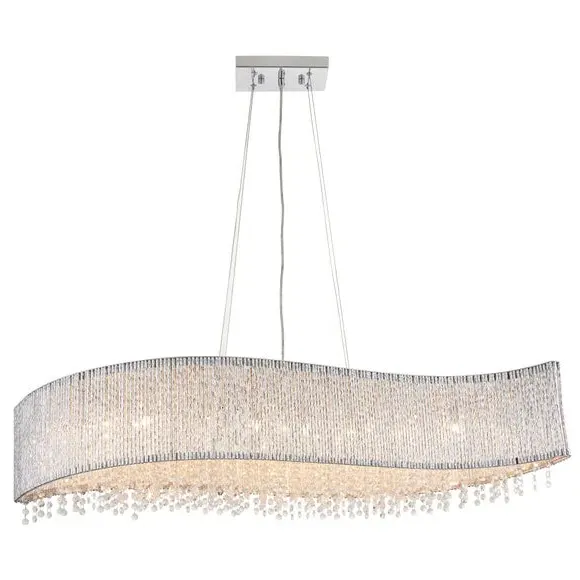 8 Light Crystal Ceiling Light - Silver, Chrome