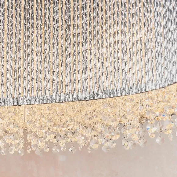 8 Light Crystal Ceiling Light - Silver, Chrome