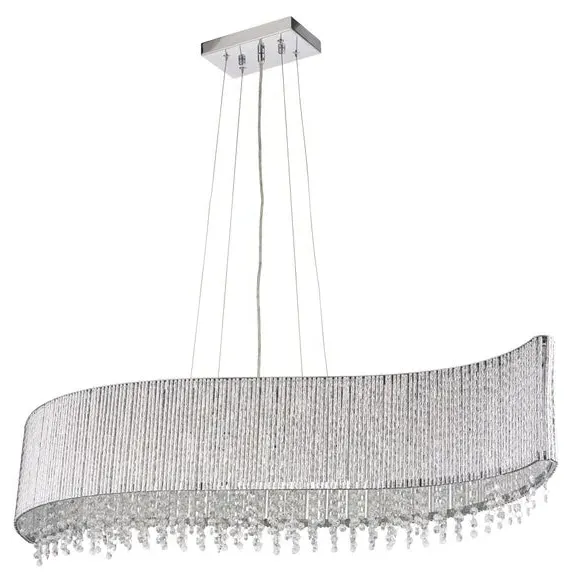 8 Light Crystal Ceiling Light - Silver, Chrome