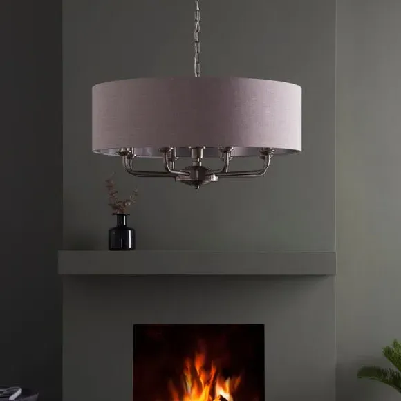 8-Light Pendant Light Adjustable - Chrome, Linen