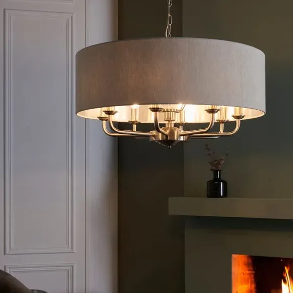 8-Light Pendant Light Adjustable - Chrome, Linen