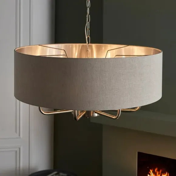 8-Light Pendant Light Adjustable - Chrome, Linen
