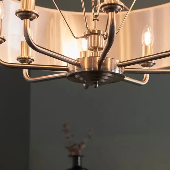 8-Light Pendant Light Adjustable - Chrome, Linen