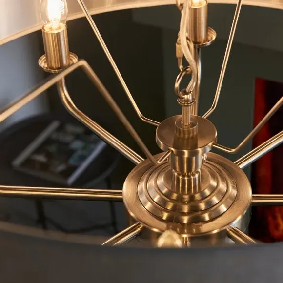 8-Light Pendant Light Adjustable - Chrome, Linen