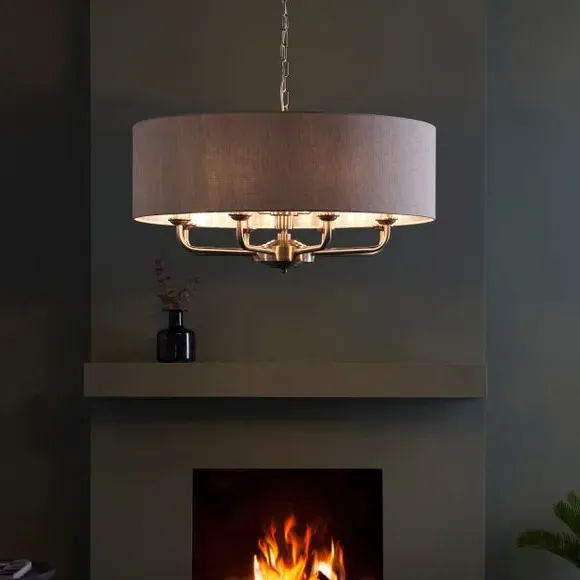 8-Light Pendant Light Adjustable - Chrome, Linen image