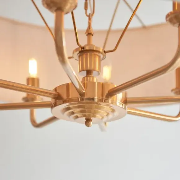 8-Light Pendant Light Adjustable - Gold, Linen