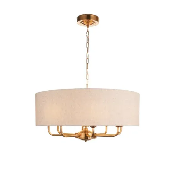 8-Light Pendant Light Adjustable - Gold, Linen