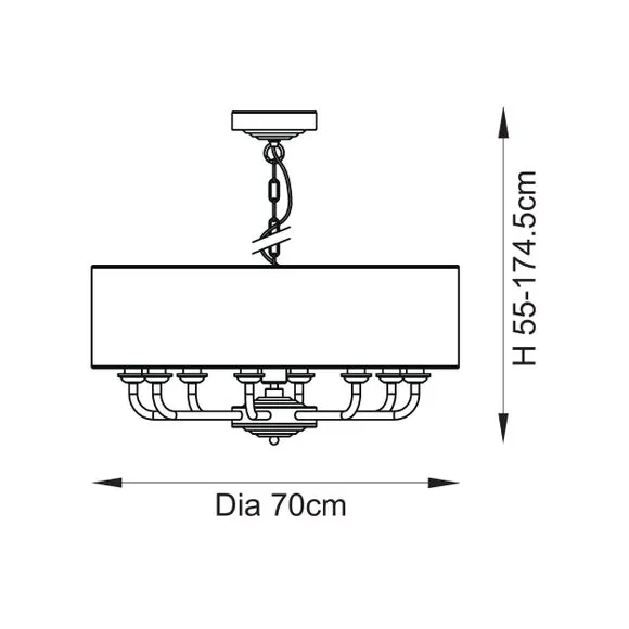 8-Light Pendant Light Adjustable - Gold, Linen