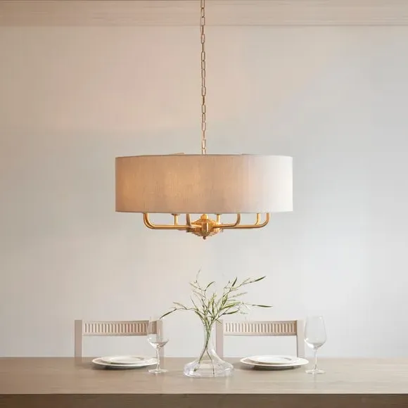 8-Light Pendant Light Adjustable - Gold, Linen