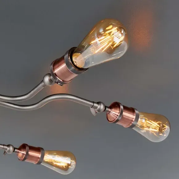 8-Light Semi Flush Ceiling Light - Copper