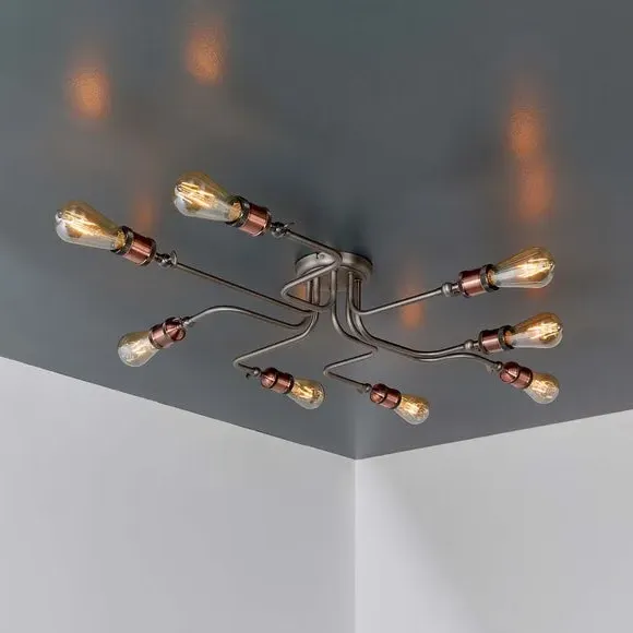 8-Light Semi Flush Ceiling Light - Copper image