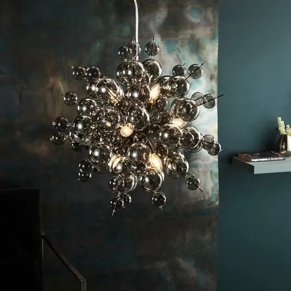 9 Light Ceiling Light Starburst - Black, Chrome