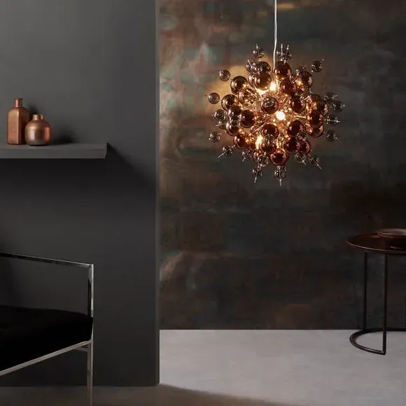 9 Light Ceiling Light Starburst - Copper, Chrome