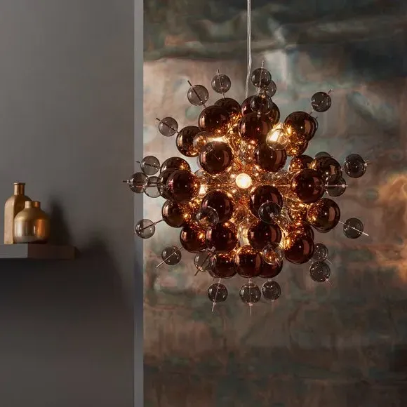 9 Light Ceiling Light Starburst - Copper, Chrome