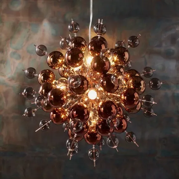 9 Light Ceiling Light Starburst - Copper, Chrome