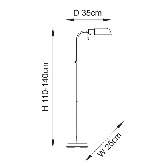 Adjustable Floor Lamp Mid Century - Gold, Glass