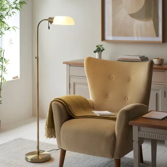 Adjustable Floor Lamp Mid Century - Gold, Glass image