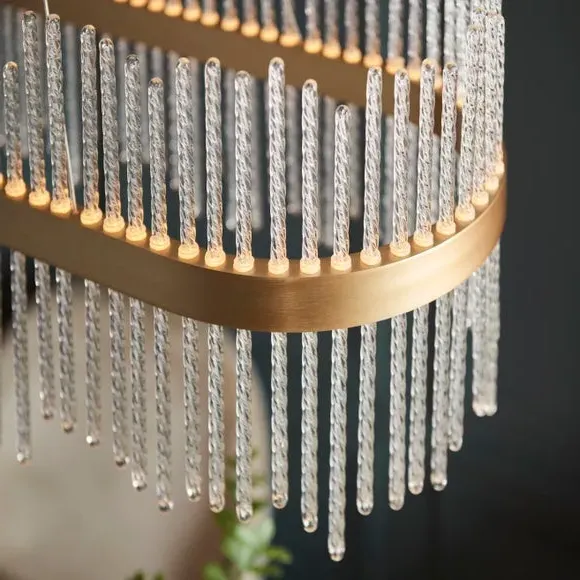 Adjustable LED Pendant Light - Gold, Glass