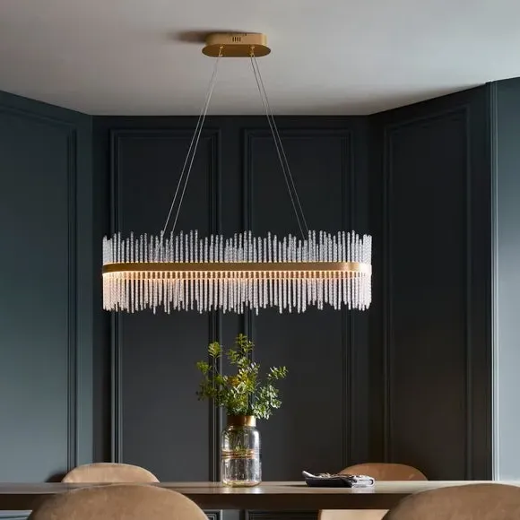 Adjustable LED Pendant Light - Gold, Glass