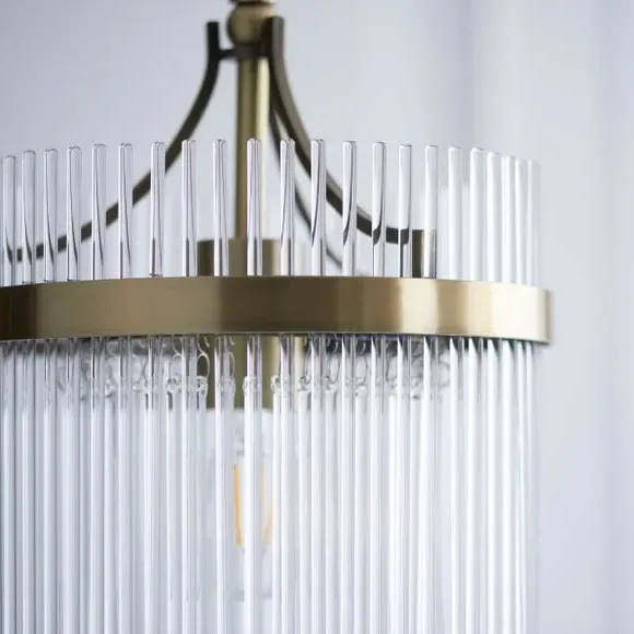 Adjustable Pendant Light Art Deco - Gold, Glass