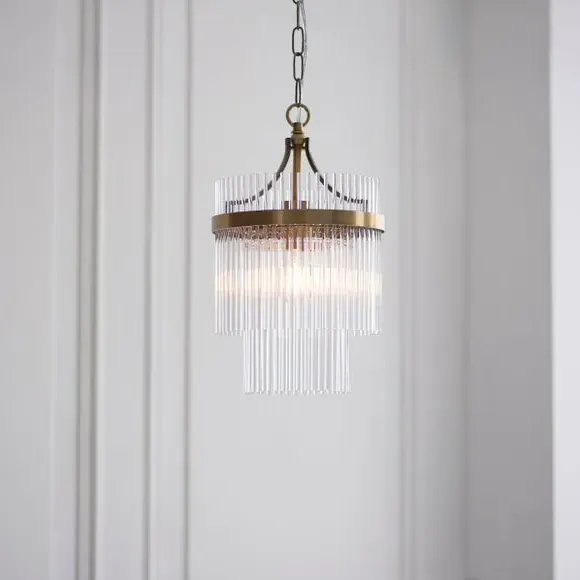 Adjustable Pendant Light Art Deco - Gold, Glass image