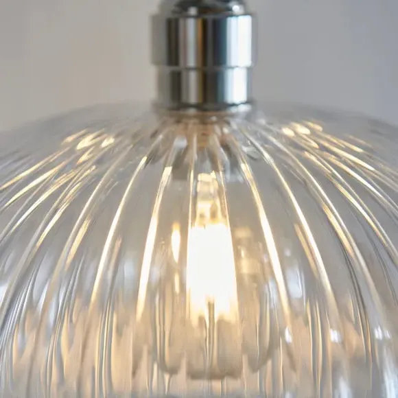 Adjustable Pendant Light Ribbed - Silver, Glass