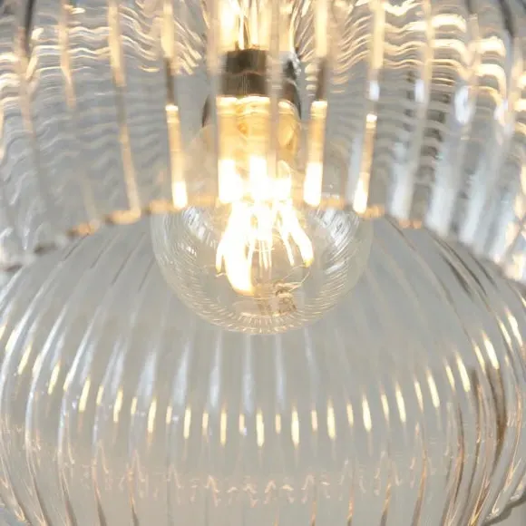Adjustable Pendant Light Ribbed - Silver, Glass