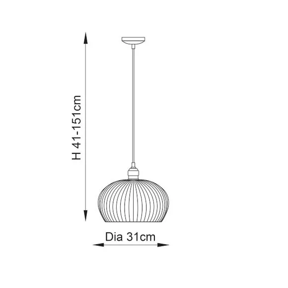 Adjustable Pendant Light Ribbed - Silver, Glass