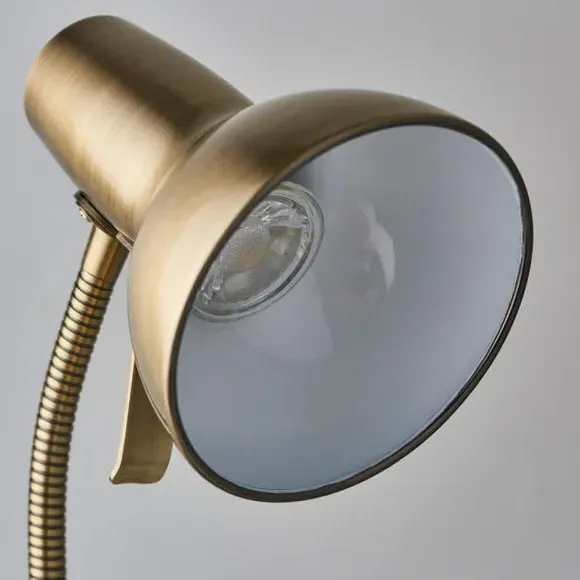 Adjustable Table Lamp with USB Port - Antique Brass