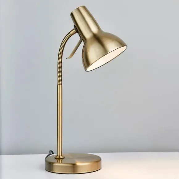 Adjustable Table Lamp with USB Port - Antique Brass image