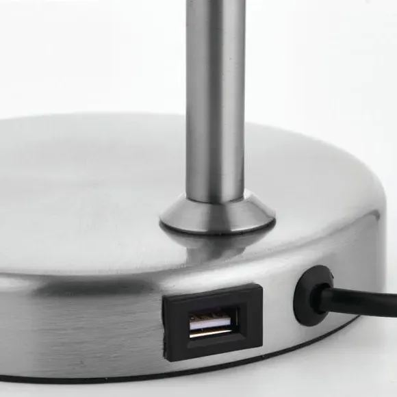 Adjustable Table Lamp with USB Port - Satin Nickel