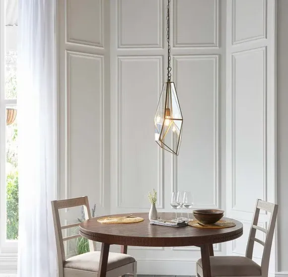 Angular Cage Pendant Light - Brass, Glass