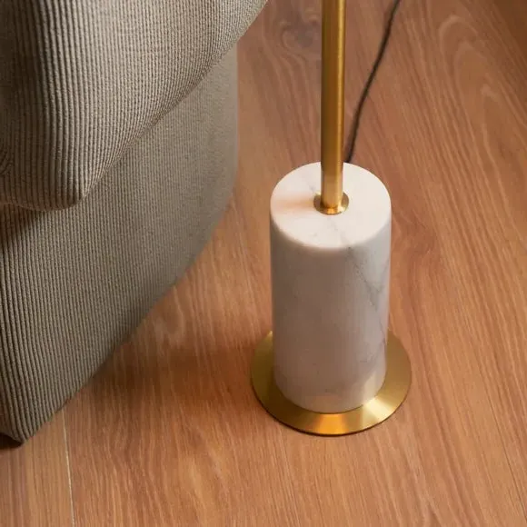 Art Deco Floor Lamp with Marble Base - Gold, Steel