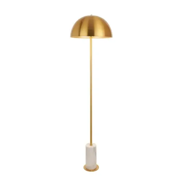 Art Deco Floor Lamp with Marble Base - Gold, Steel