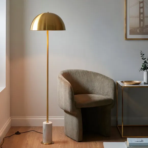 Art Deco Floor Lamp with Marble Base - Gold, Steel image