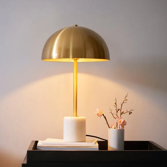 Art Deco Table Lamp with Marble Base - Gold, Steel image