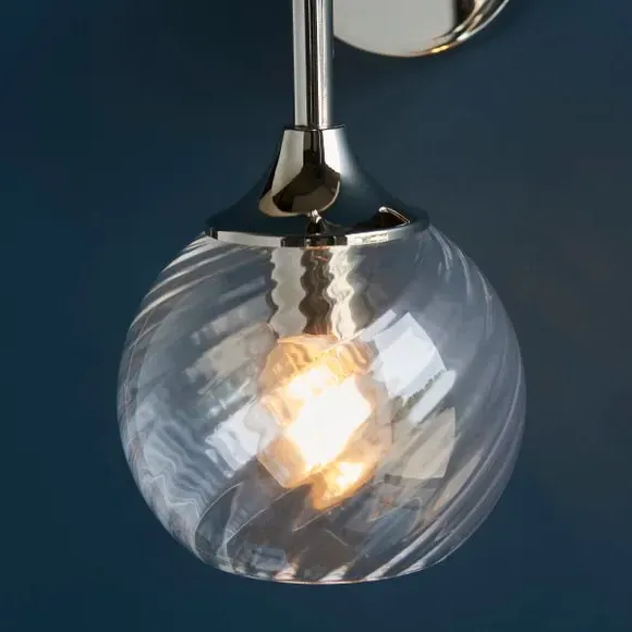 Art Deco Wall Light with Glass Shade - Silver