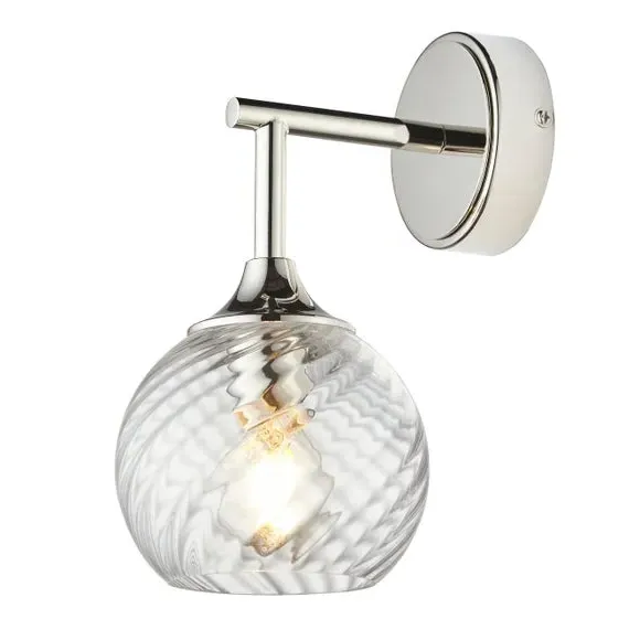 Art Deco Wall Light with Glass Shade - Silver