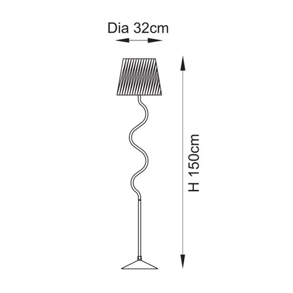 Boho Floor Lamp with Wriggle Stem - Black, Raffia