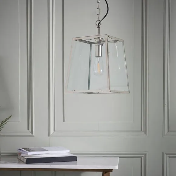 Box Lantern Pendant Light - Nickel, Metal