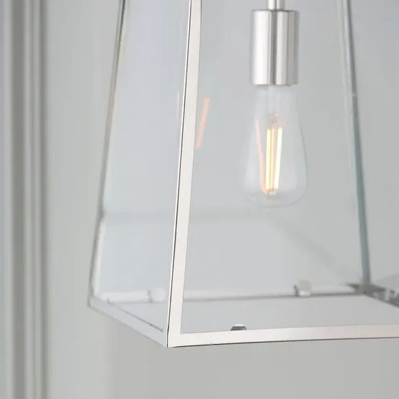 Box Lantern Pendant Light - Nickel, Metal