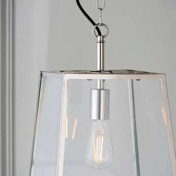 Box Lantern Pendant Light - Nickel, Metal