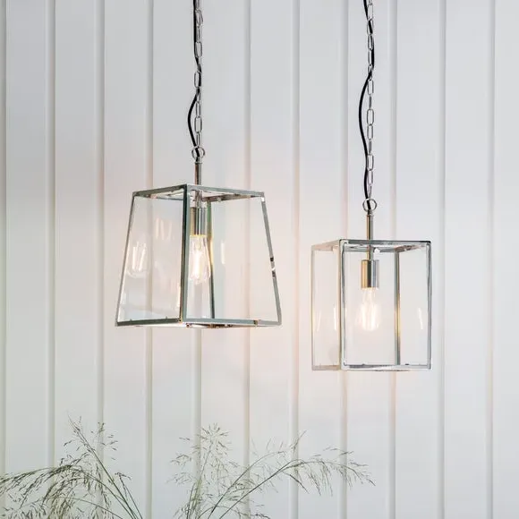 Box Lantern Pendant Light - Nickel, Metal