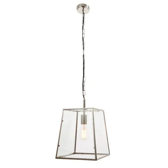 Box Lantern Pendant Light - Nickel, Metal