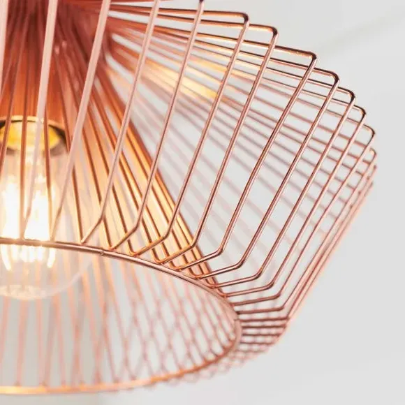 Caged Pendant Light with Adjustable Drop - Copper