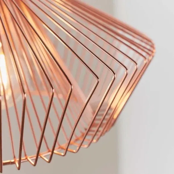 Caged Pendant Light with Adjustable Drop - Copper